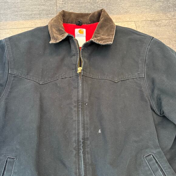 Carhartt J13 BLK Santa Fe Canvas Fleece Lined Jacket XL - Picture 4 of 14